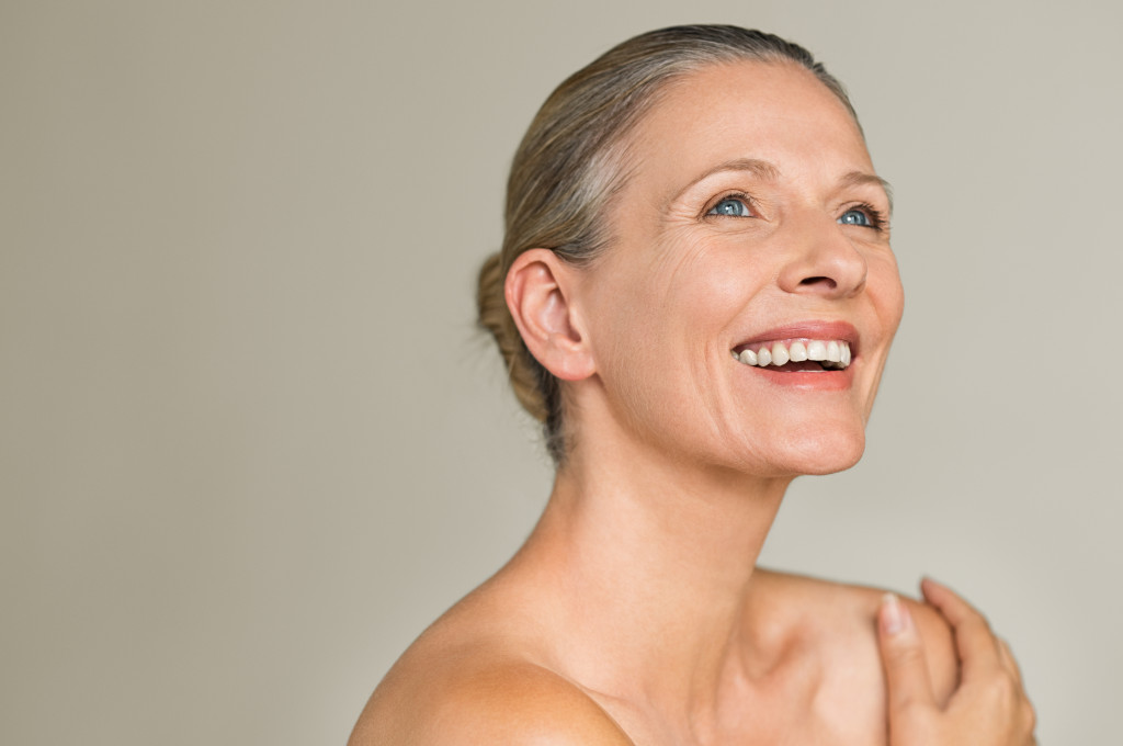 gracefully aging mature woman smiling